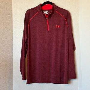 Under Armour HeatGear Quarter Zip Pullover Burgundy Loose Fit Men’s XL